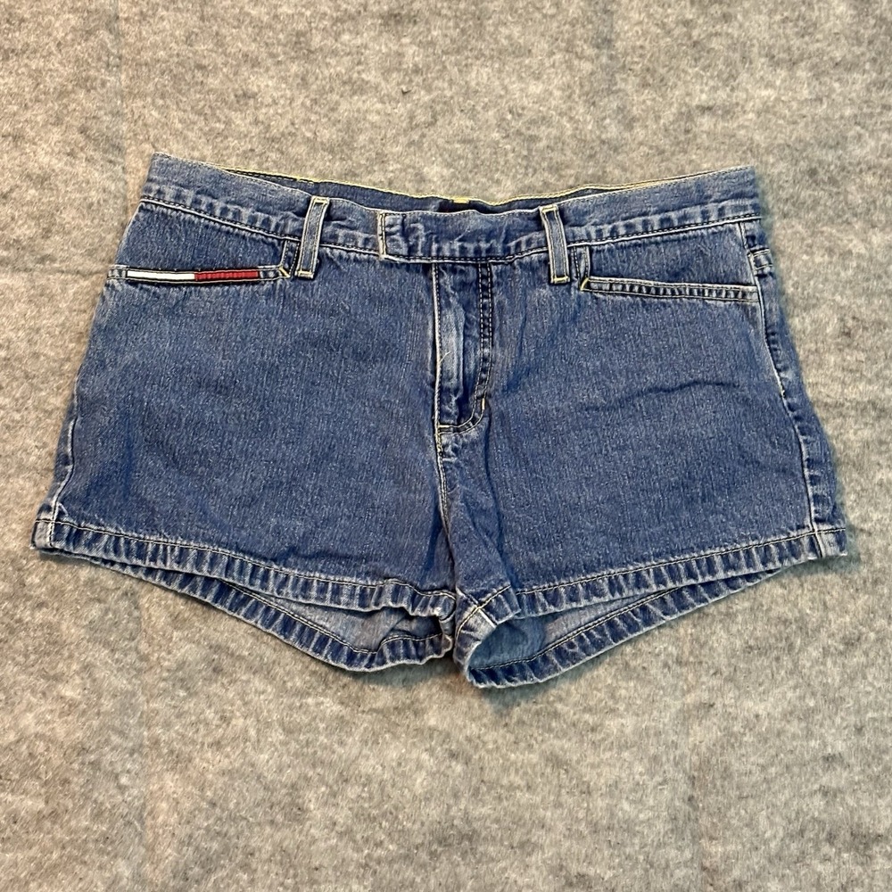 VTG Tommy Hilfiger Women's Shirts Jr Size‎ 9 Waist 30 In Mini Length Y2K Denim N